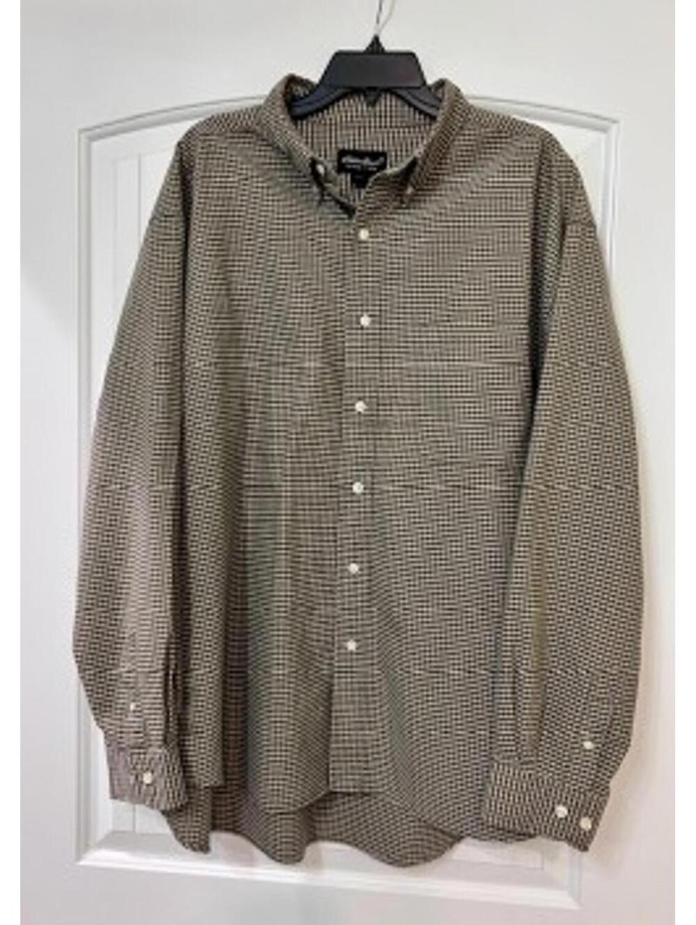 Eddie Bauer * XXL Cotton Check LS Shirt – Casual -Midweight-Burnt Olive